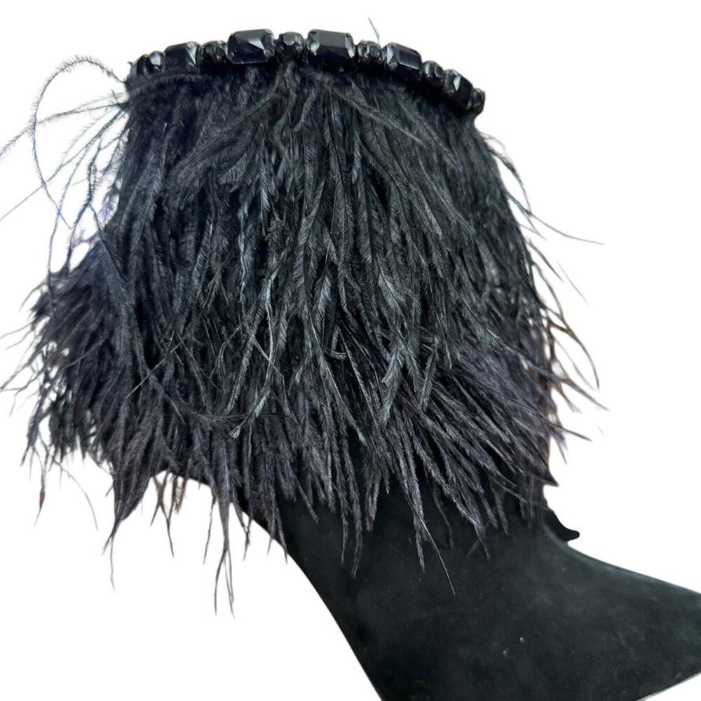 Jessica Simpson Piume Feather Black High Heel Ankle Boots Booties Shoes sz 10 - Picture 12 of 16